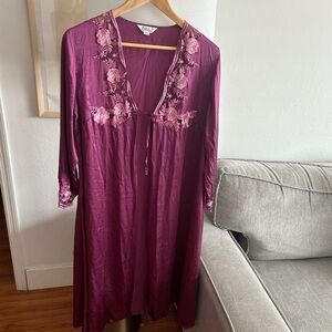 Femenine Mulberry Silk Robe Embroidery  M/L Floral Romantic Kimono